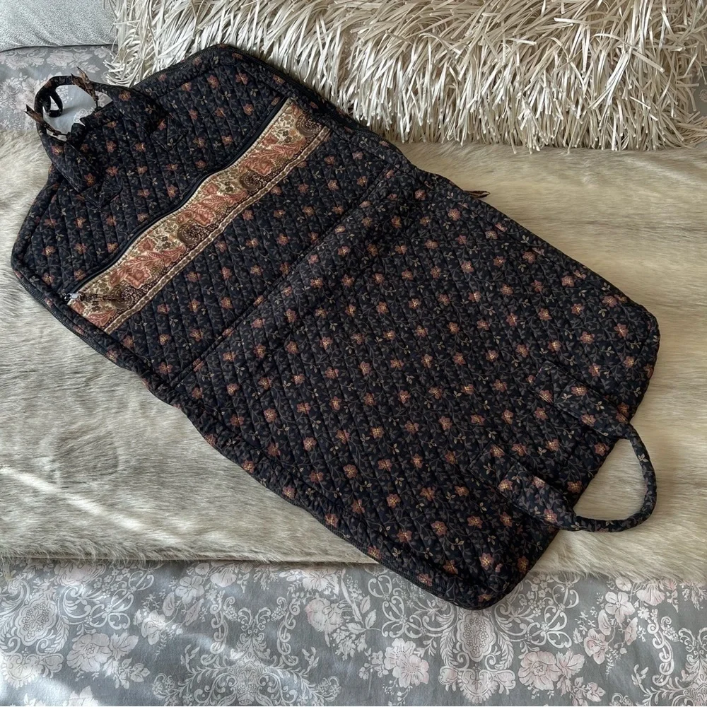 Vintage VERA BRADLEY Black Walnut Garment Bag Brown Orange Floral Leaves 1999